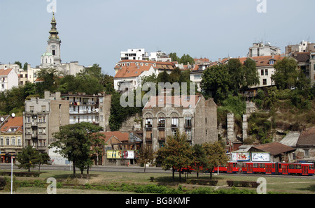 République de Serbie. BELGRADE. Vue partielle et l'Église Saborna. Banque D'Images