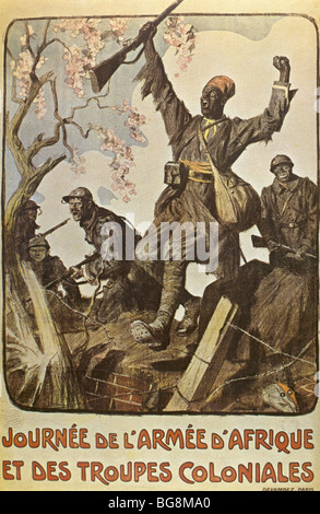 Guerre mondiale (1914-1918). Poster.'Journée de l'armée d'Afrique et des troupes coloniales par Lucien Hector Jonas (1880-1947). Paris. La France. Banque D'Images
