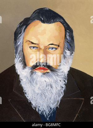 Johannes Brahms (Hambourg, 1833-Paris, 1897). Compositeur allemand. Dessin en couleur. Banque D'Images