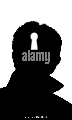 Image conceptuelle de silhouette d'homme avec tête de keyhole Banque D'Images