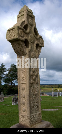 Croix celtique, Clonmacnoise, County Offaly, République d'Irlande Banque D'Images