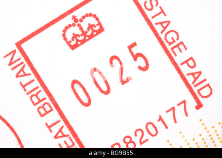 Affranchissement postal Royal Mail frank stamp Banque D'Images