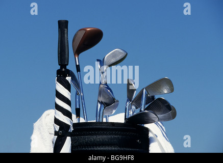 Close up de clubs de golf dans un sac Banque D'Images