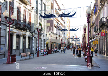 Rue piétonne Calle Mayor de Triana, Las Palmas de Grande Canarie, Fuerteventura, Îles Canaries, Espagne Banque D'Images