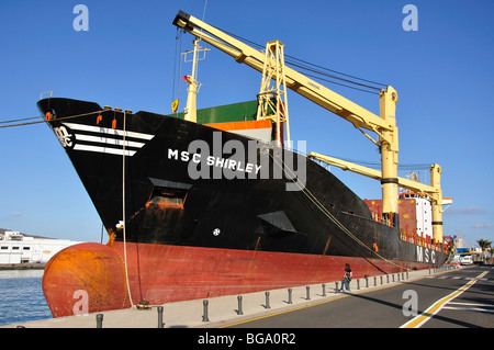 MSC Shirley Cargo Navire amarré, Puerto de Las Palmas, Grande Canarie, Las Palmas de Gran Canaria, Îles Canaries, Espagne Banque D'Images