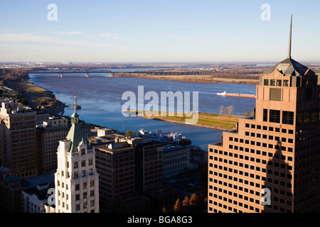 Vue aérienne du centre-ville de Memphis, Tennessee, USA. Banque D'Images