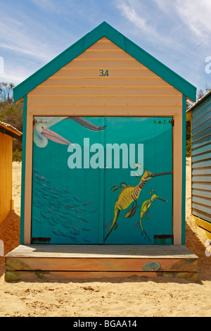 La plage de Brighton Beach Hut Victoria Melbourne Australie Banque D'Images