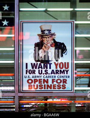 'Je veux que vous pour l' armée américaine, affiche de recrutement de l'Armée US Career Center, Times Square, New York City. Banque D'Images