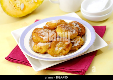 Beignets de citrouille. Recette disponible. Banque D'Images