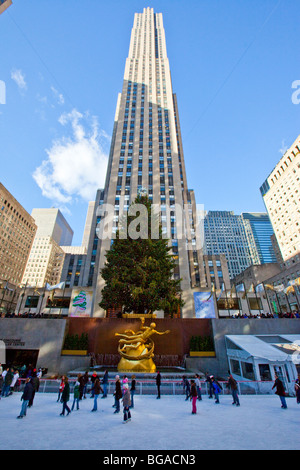 Noël au Rockefeller Center de Manhattan, New York City Banque D'Images