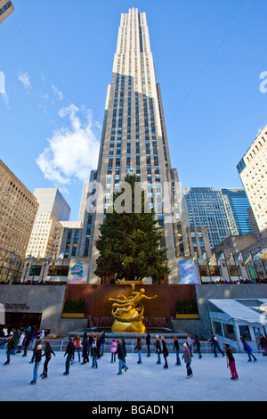 Noël au Rockefeller Center de Manhattan, New York City Banque D'Images