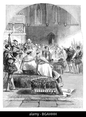 Illustration : procès de Thomas Howard, 4e duc de Norfolk pour trahison 1572 Banque D'Images