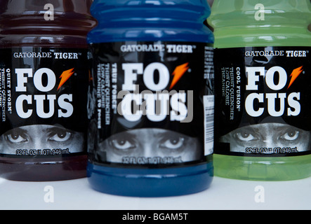 Les bouteilles de Gatorade Tiger Woods désormais plus boire. Banque D'Images