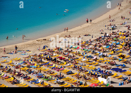 Vue sur la plage, Puerto Rico, municipalité, Gran Canaria, Îles Canaries, Espagne Banque D'Images