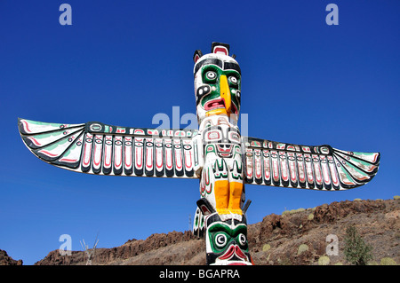 Totem, village indien, Sioux City, San Augustin, San Bartolome Municipalité, Gran Canaria, Îles Canaries, Espagne Banque D'Images