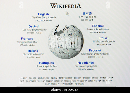 Capture d'écran de wikipedia site web pour un usage éditorial uniquement Banque D'Images