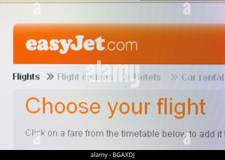 Capture d'easyjet.com compagnie low cost site de réservation en ligne pour un usage éditorial uniquement Banque D'Images