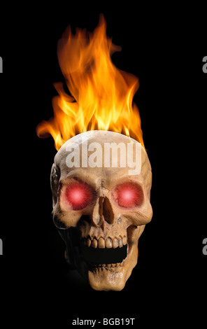 Scary Halloween Flaming Skull Banque D'Images