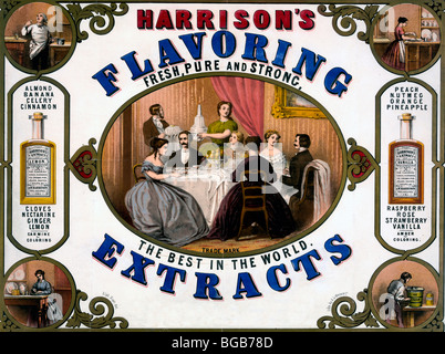 Publicité pour Harrison, extraits aromatisants Philadelphie en 1853 Banque D'Images