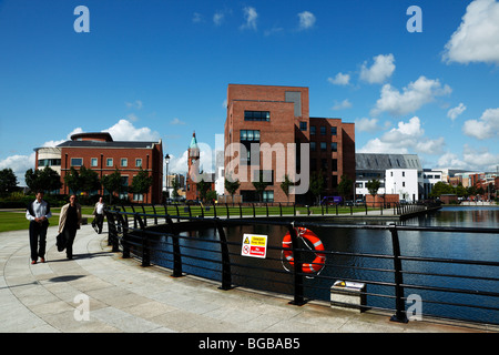 L'Irlande du Nord, Belfast, ormeau, inférieur, réaménagement de l'ancien moderne Travaux Gaz brown field la régénération. Banque D'Images