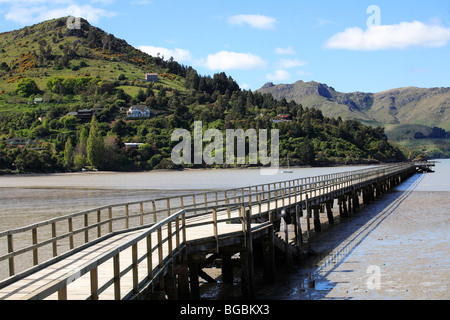 Gouverneurs Bay jetty Canterbury Christchurch Nouvelle Zélande Banque D'Images