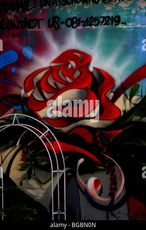 Graffiti art thaï , beaucoup de couleurs , Pattaya , Thaïlande Banque D'Images