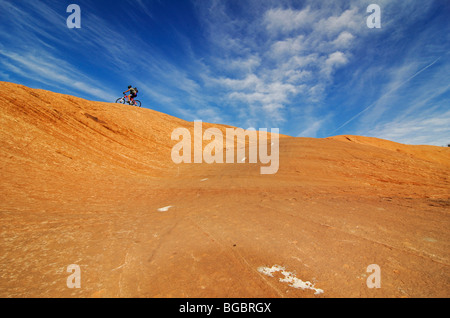 Le sentier de vélo de montagne Slickrock, Moab, Utah, USA Banque D'Images