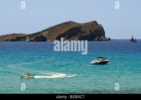 Mer, Cala Conta, Ibiza, îles de pins, Iles Baléares, Espagne, Europe Banque D'Images