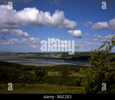 L'estuaire de la rivière Kent en direction de Grange Over Sands, Arnside Cumbria England Banque D'Images