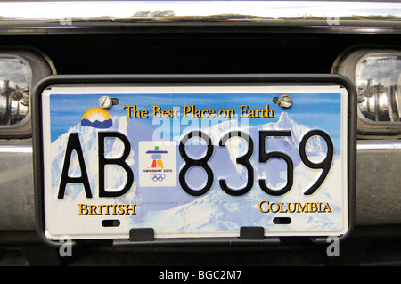 Plaque de numéro, d'immatriculation, de la Colombie-Britannique, Canada Banque D'Images