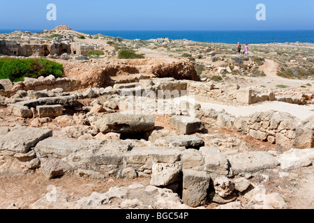 Fouilles sur les tombeaux royaux de Kato Paphos, Chypre du Sud, Côte Ouest, de Chypre, de l'Europe du Sud Banque D'Images