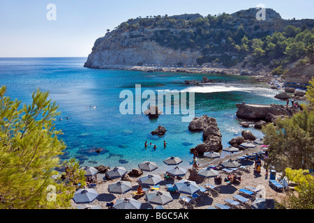 Anthony Quinn Bay, l'île de Rhodes, sur la côte est, de la Grèce, sur la mer Egée, l'Europe du Sud, Europe Banque D'Images