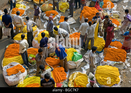 Marché aux Fleurs. Calcutta (Kolkata). L'Inde Banque D'Images