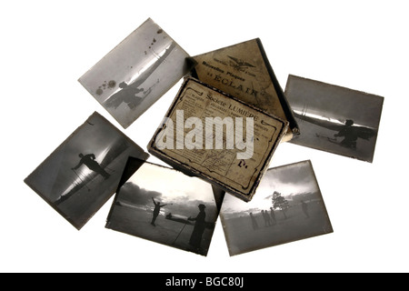 Des photographies anciennes sur plaques à la gélatine sèche bromure d'argent Banque D'Images