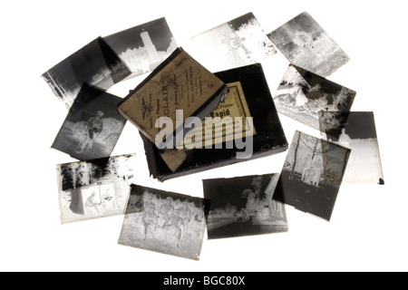 Des photographies anciennes sur plaques à la gélatine sèche bromure d'argent Banque D'Images