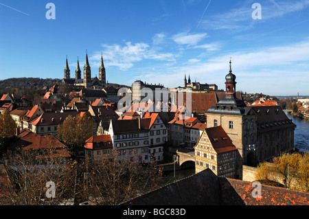 Vue depuis la tour de Geyerswoerth Geyerswoerth château Schloss, Geyerswoerthstrasse 1, sur la ville avec la cathédrale à gauche, ne Banque D'Images