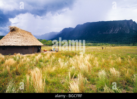 Village d'Kanarakuni, La Gran Sabana, État de Bolivar, au Venezuela, en Amérique du Sud Banque D'Images