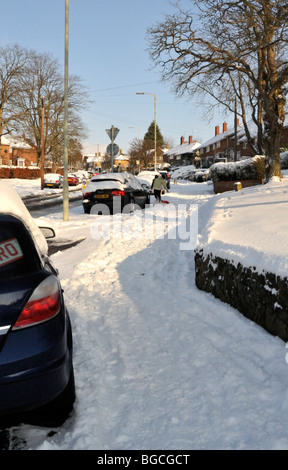 Neige de l'hiver dans la ville de Chiltern de Hemel Hempstead, Royaume-Uni. Banque D'Images