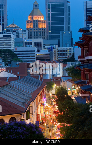 Chinatown, à Singapour, au crépuscule Banque D'Images