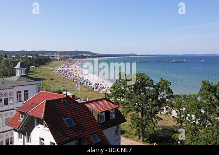Vue panoramique sur la plage de Binz, Ruegen Island, Schleswig-Holstein, Allemagne Banque D'Images
