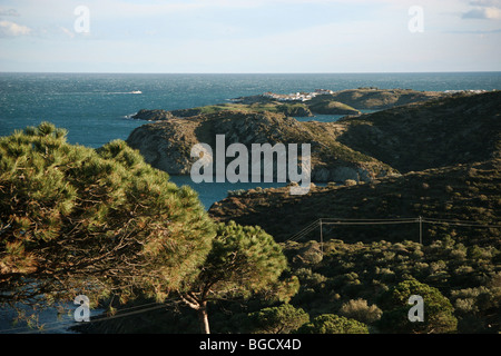 5 mars 2009 Vue vers Caials, près de Cadaques, Costa Brava, Catalogne, Espagne. Banque D'Images