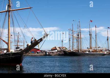 Vieux navires à voile à Faaborg harbour, Danemark Banque D'Images