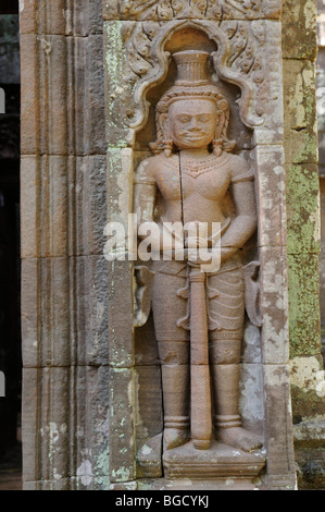 La province de Champassak au Laos ; sculpture ; à l'entrée du sanctuaire de Vat Phu Champassak Banque D'Images