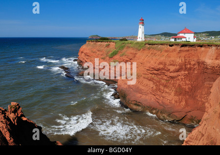 Phare de bassin au Cap du Sud, l'Île du Havre-Aubert, Îles de la Madeleine, Îles de la Madeleine, Québec, Canada Maritime, Nord Banque D'Images