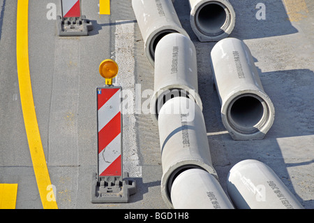 Site de construction sur l'autoroute A59 à Duisburg, Germany, Europe Banque D'Images