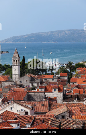 Vue depuis le clocher de la cathédrale à l'ouest, Trogir, Dubrovnik, Croatie, Europe, de l'Adriatique Banque D'Images