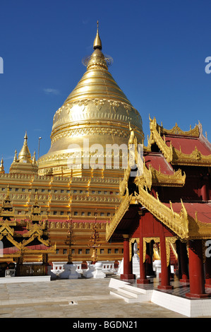 La Pagode Shwezigon Bagan Nyaung U,,, la Birmanie, Myanmar Banque D'Images