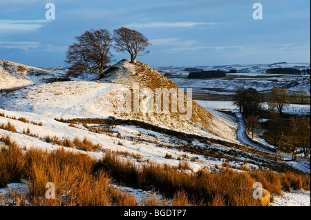 Une scène d'hiver à l'est de la longue distance mur d'Hadrien près de Walltown sentier dans le Parc National de Northumberland Banque D'Images