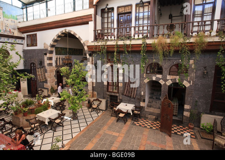 Syrie, Damas, Vieille Ville, Maison traditionnelle, Damascène converti en hôtel de luxe Banque D'Images