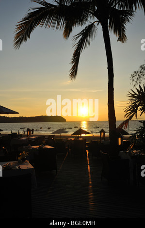 Coucher du soleil, à la plage de Ngapali, Birmanie, Myanmar, Thandwe Banque D'Images